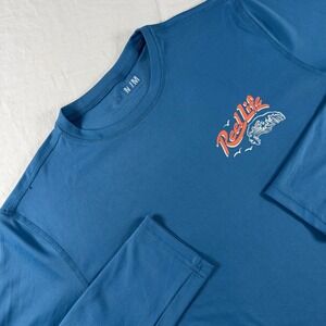 Reel Life Men's Size Medium Blue Graphic Long Sleeve UV Protection e Shirt
